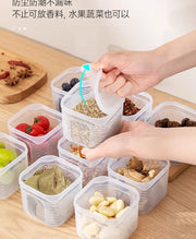 Food Storage Container 6 Grids Vegetable Fruit Fresh-keeping Box with Lid for Refrigerator Kitchen Spice Seasoning Storage Jar