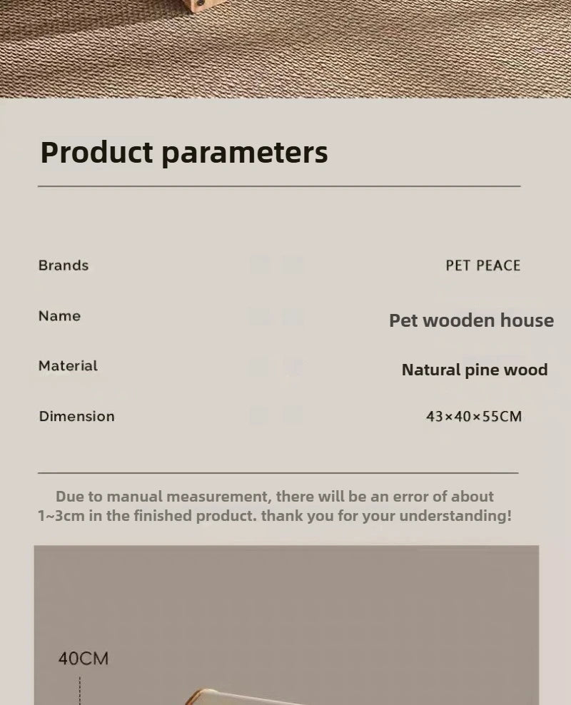 Solid Wood Cat Bed Large Space Enclosed Bed Cats Moisture-proof and Waterproof Cat's House Durable Cat Accessories Products