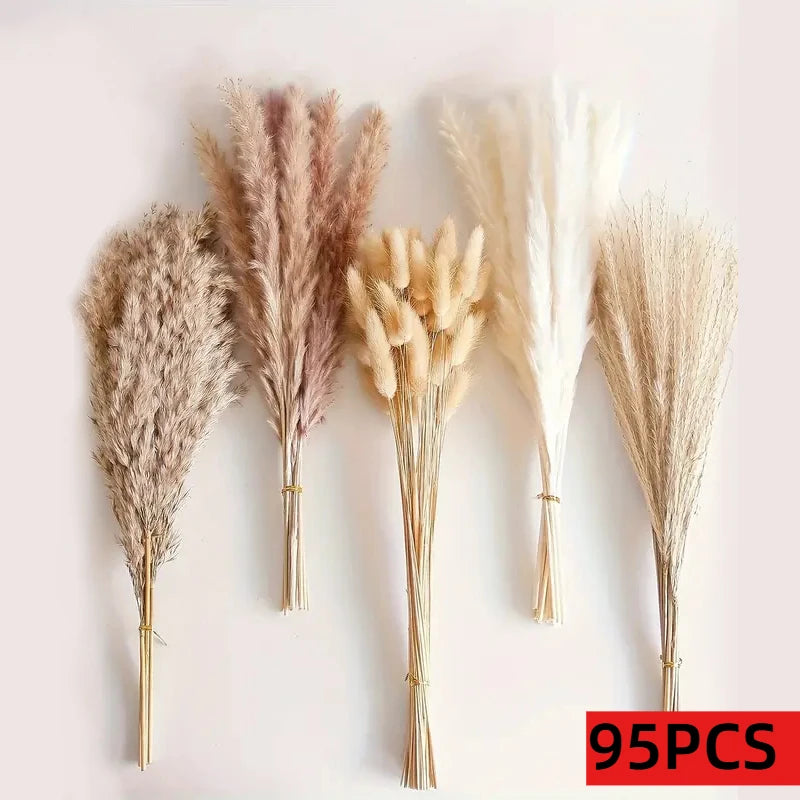 210 Pieces Bohemian Decoration in Dry Pampa Herb Lavender and Rustic Eucalyptus Home Decoration Wedding Room and Table Decor