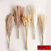 210 Pieces Bohemian Decoration in Dry Pampa Herb Lavender and Rustic Eucalyptus Home Decoration Wedding Room and Table Decor