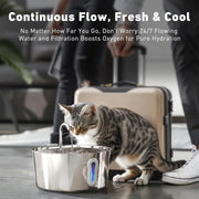 Cat Water Fountain, 4.0L Automatic Pet Fountain Stainless Steel Large Dog Water Dispenser with Quiet Pump for Cat Dog Inside