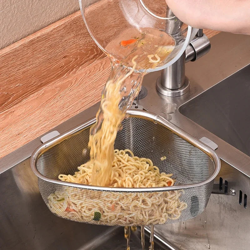 Kitchen Tools Stainless Steel Sink Drain Basket Triangle Food Filter Organizer Shelf Rack Drainier Household Accessories
