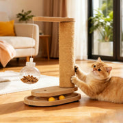 Cat Scratching Post with Treat Dispenser Sisal Rope Scratcher Toy Furniture Protector for Indoor Cats Kittens Climbing Activity