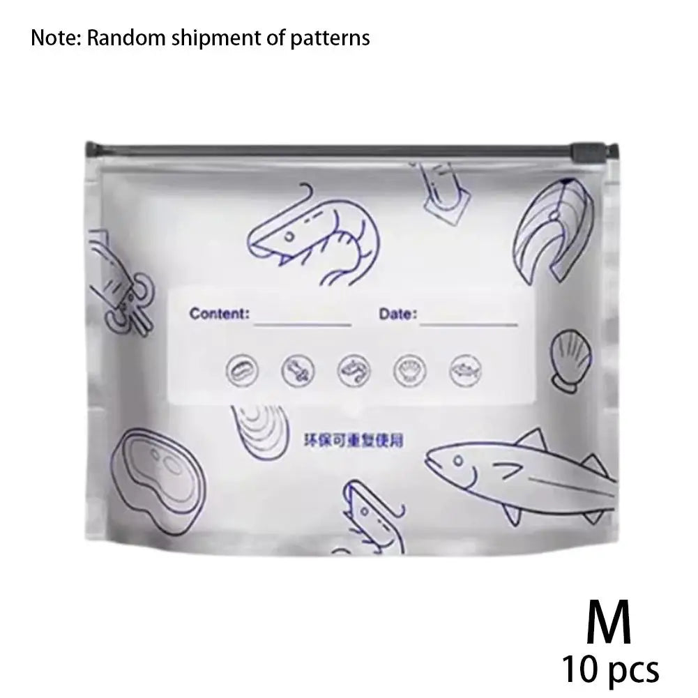 Sealed Food Storage Bag Aluminum Foil Reusable Freezer Bag Fresh Keeping Container Leakproof Meal Prep Kitchen Storage Organizer