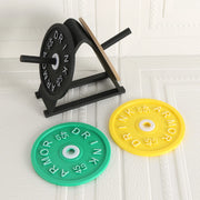 Fitness - style Barbell Plate Coaster Set | Mini Stand + Colorful "Barbell Plate" Coasters, Create a Personalized Desktop Scene