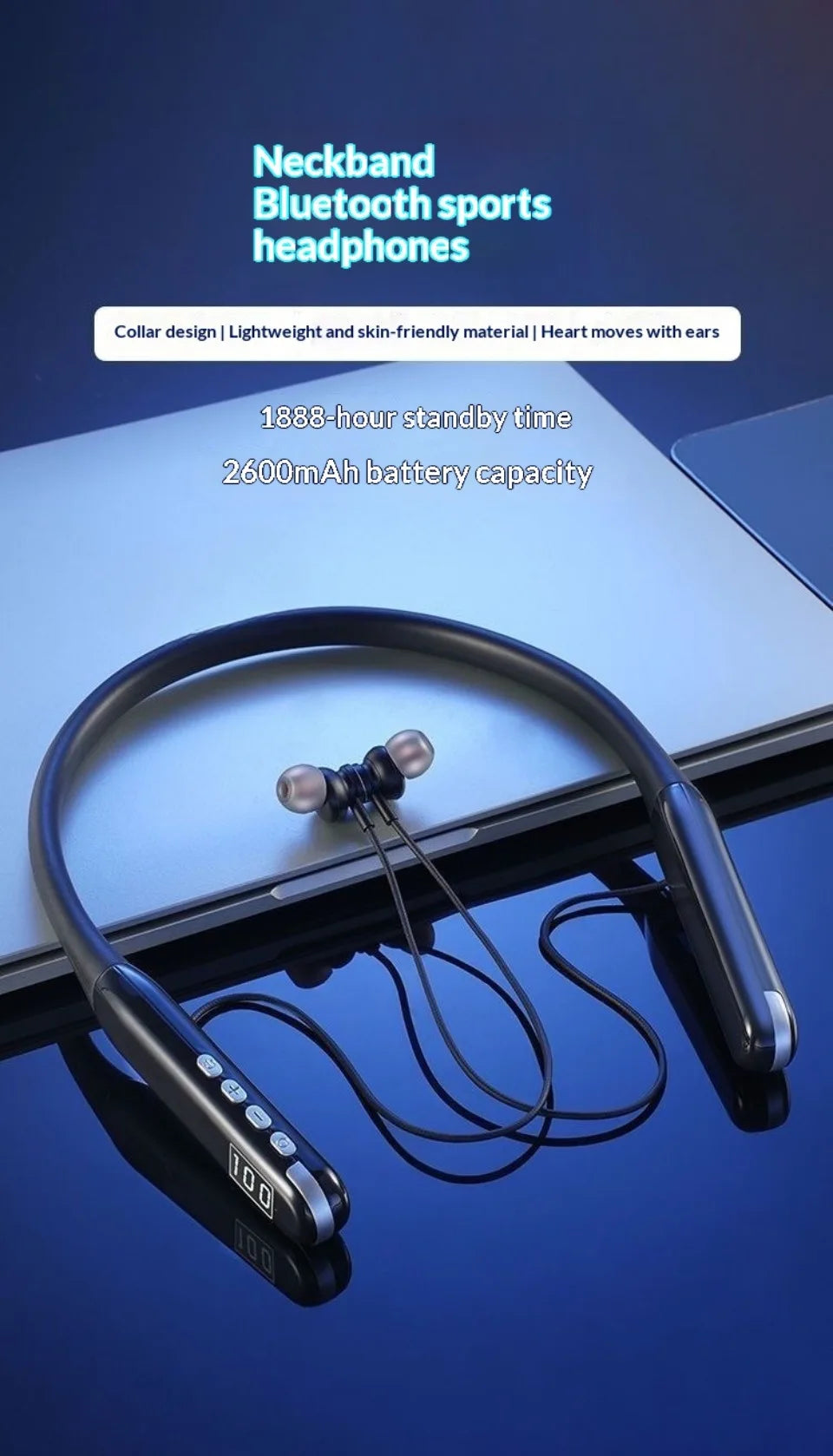 Neck-hung Wireless Bluetooth Headphones Lossless Sound Quality Noise Cancellation High Sound Quality Sports Business E-Sports Ga