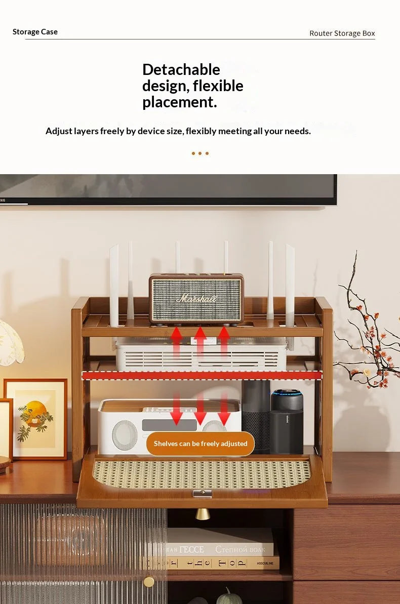 Living Room Wi-Fi Router Storage Rack, Home Tv Storage Box, Multi-Tiered Storage Rack, Office Storage Rack