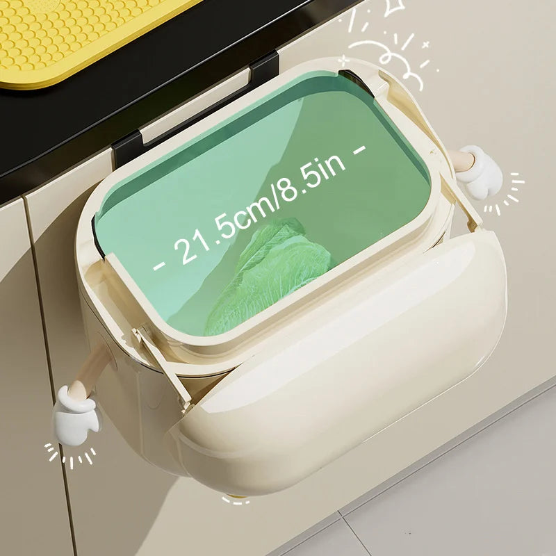 Kitchen trash can with lid, wall-mounted, no drilling, home toilet, no bending, high-appearance, hygienic bucket