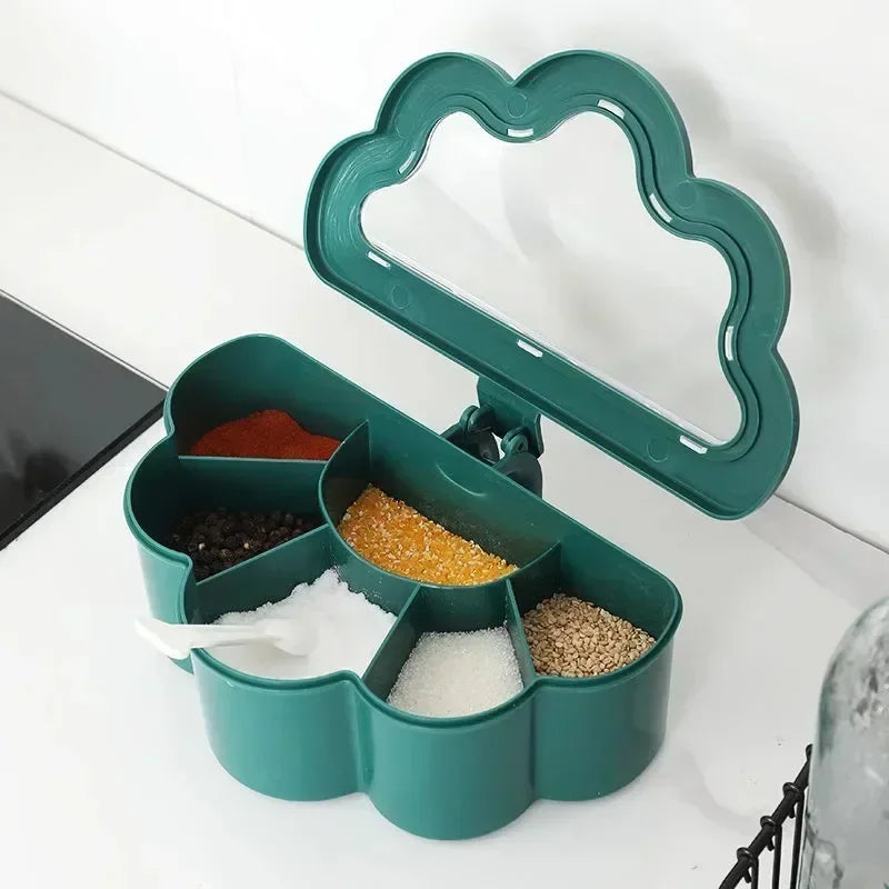 Kitchen 6-in-1 Seasoning Box Set Pepper Sugar Bowl Salt Spices Stirring Storage Jars Gadget Accessories Condiment Container Jar