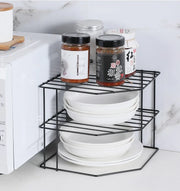 Kitchen Storage Corner Shelf Seasoning Pot Bowl Dish Glasses Countertop Organizer Rack 3 Tier Removable Cosmetic Makeup Holder