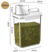 Food Storage Containers  with Measuring Cup Moisture-proof Powder Cereal Storage Tank Detergent Plastic Airtight Kitchen Items