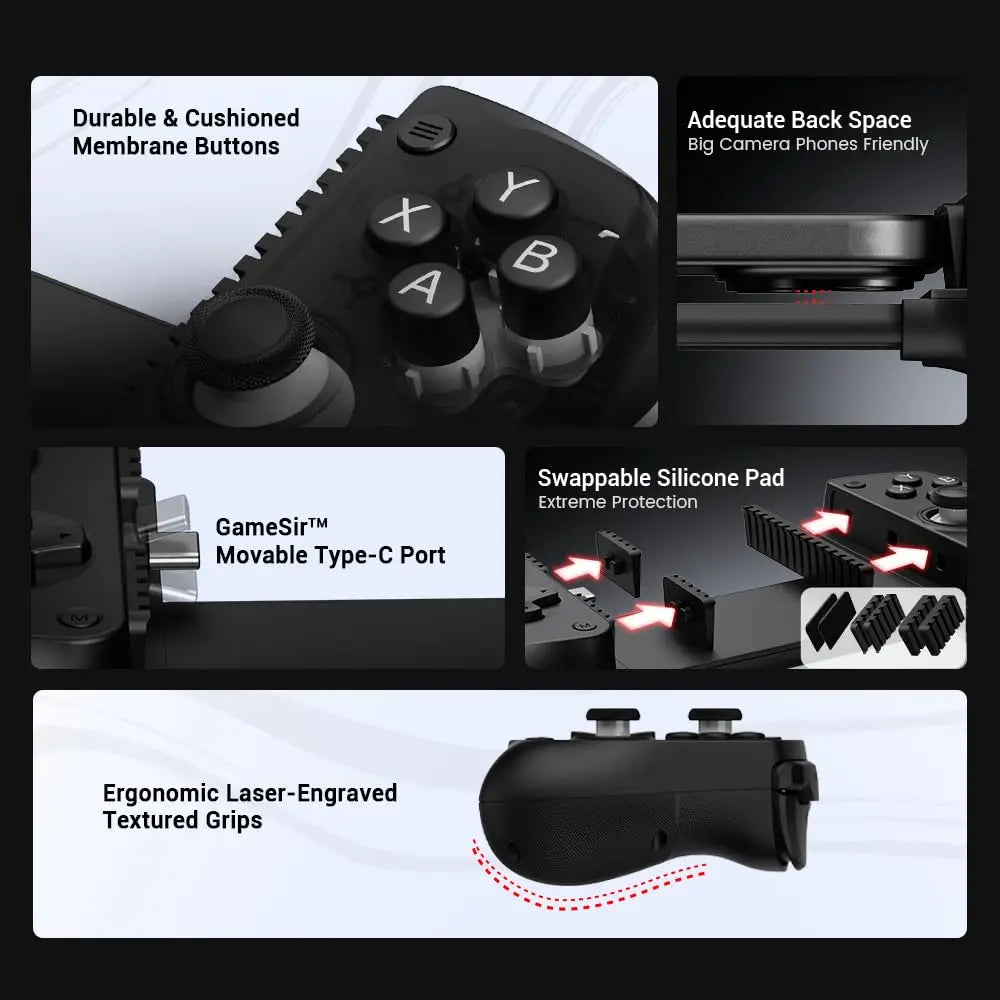 For GameSir X5 Lite Mobile Gaming Controller for Android & iPhone Hall Effect Joystick, Lightweight Ergonomic Phone Controller