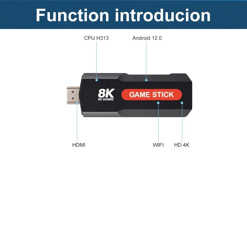 X2 Game Stick HD 4K 8K 3D Console  Dual Controller Wireless10000 Games 64GB Retro Games 4G 5G WiFi Game stick PK Q9 Stick