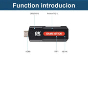 X2 Game Stick HD 4K 8K 3D Console  Dual Controller Wireless10000 Games 64GB Retro Games 4G 5G WiFi Game stick PK Q9 Stick