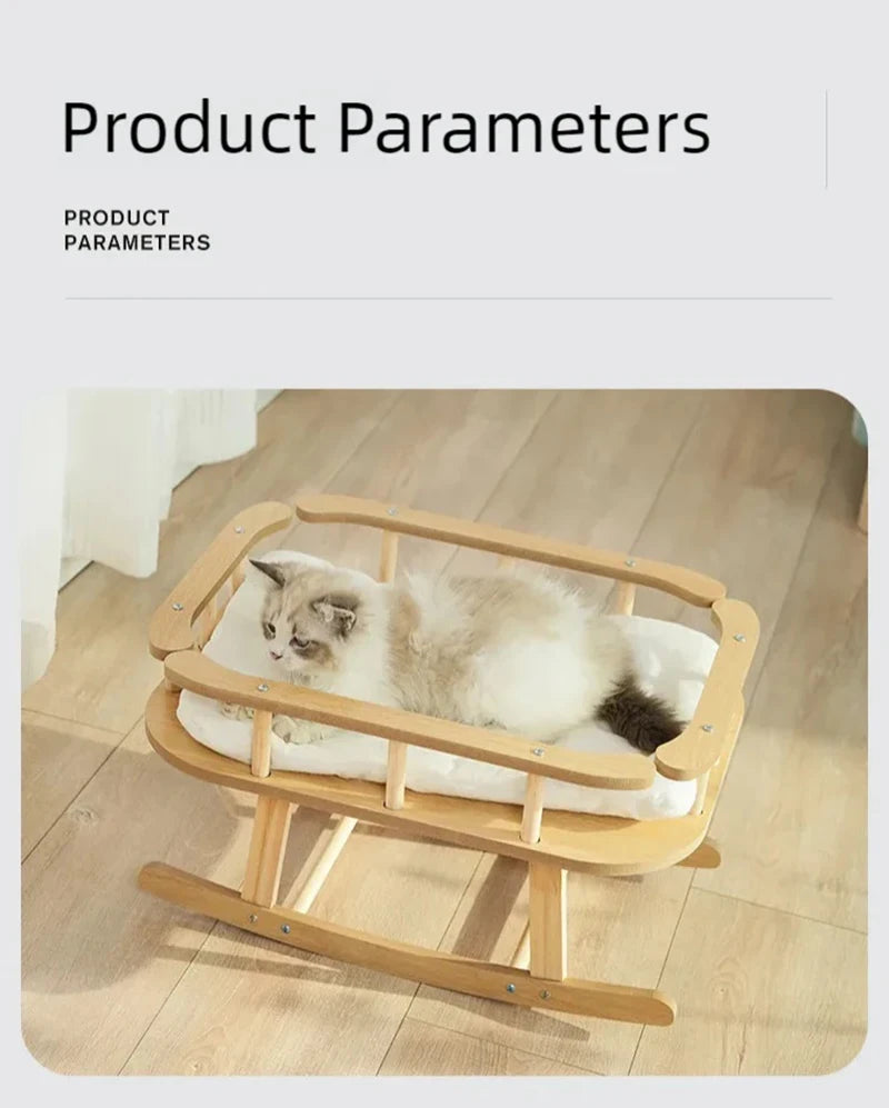 Cat bed, wooden pet hammock, suitable for all seasons, summer, cat swing, simple large rocking bed, cat supplies