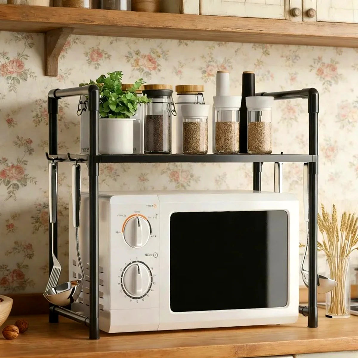 Kitchen Storage Rack Microwave Shelf Condiment Organizer Shelf Multi-Layer Simple Countertop Tidying Shelves Kitchen Accessories