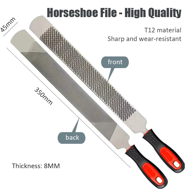 Horseshoe File Anti-slip Handle Double Side Carbon Steel Hoof Rasp Horse Hoof Trimming Tools Sanding Wood Equestrian Accessories