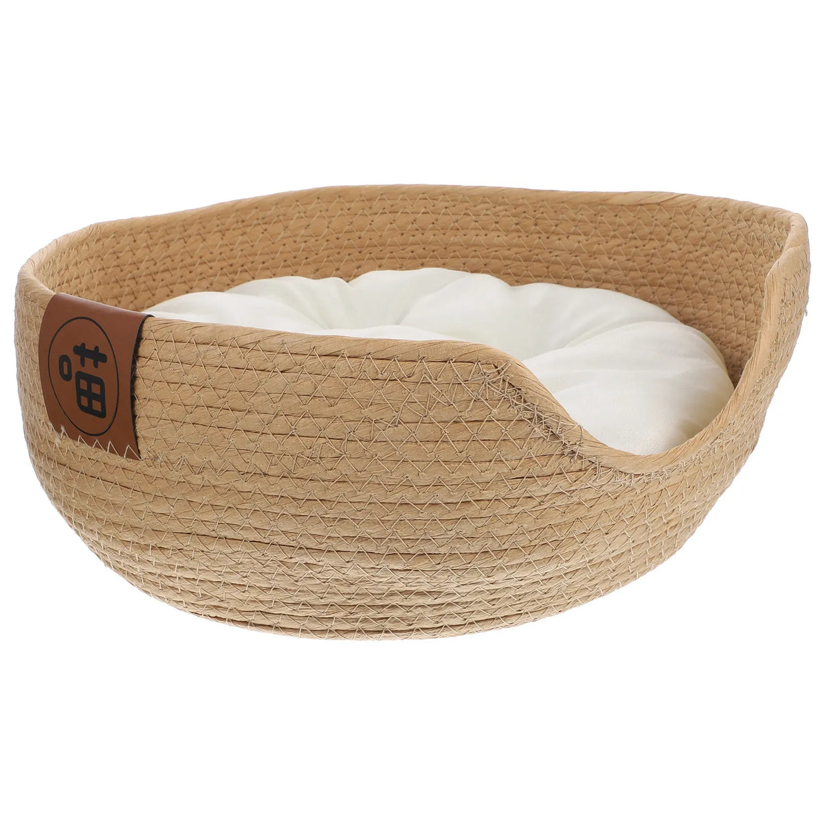 Cat Bed in Basket Woven Badket Sleeping Nest for Cats Weave with Cushion Type Pet