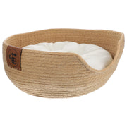 Cat Bed in Basket Woven Badket Sleeping Nest for Cats Weave with Cushion Type Pet