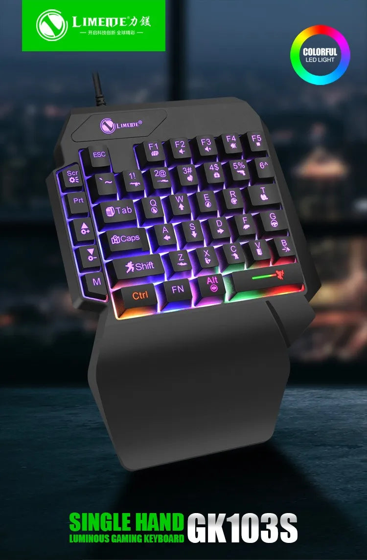 35keys One Handedly Single Hand Mini Gaming Keyboard Usb Ultra-slim Wired Backlight Keyboard for Laptop Desktop PC Smartphone