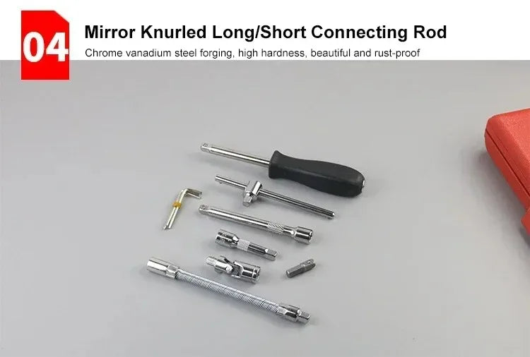 Professional Car Repair Tool Set Motorcycle Toolbox Set 46-Piece Set Car Repair Kit Ratchet Wrench Set Sockets Auto Repair Tools