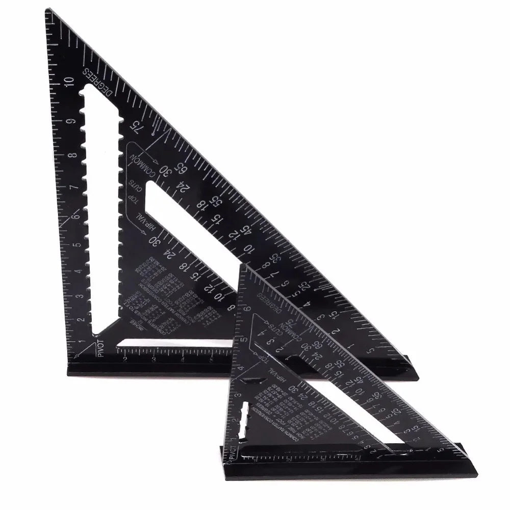 7''/12" Woodworking Tools Metal Carpenter Square Aluminum Alloy Protractor Miter Line Scriber Saw Guide Percision Carpentry Tool