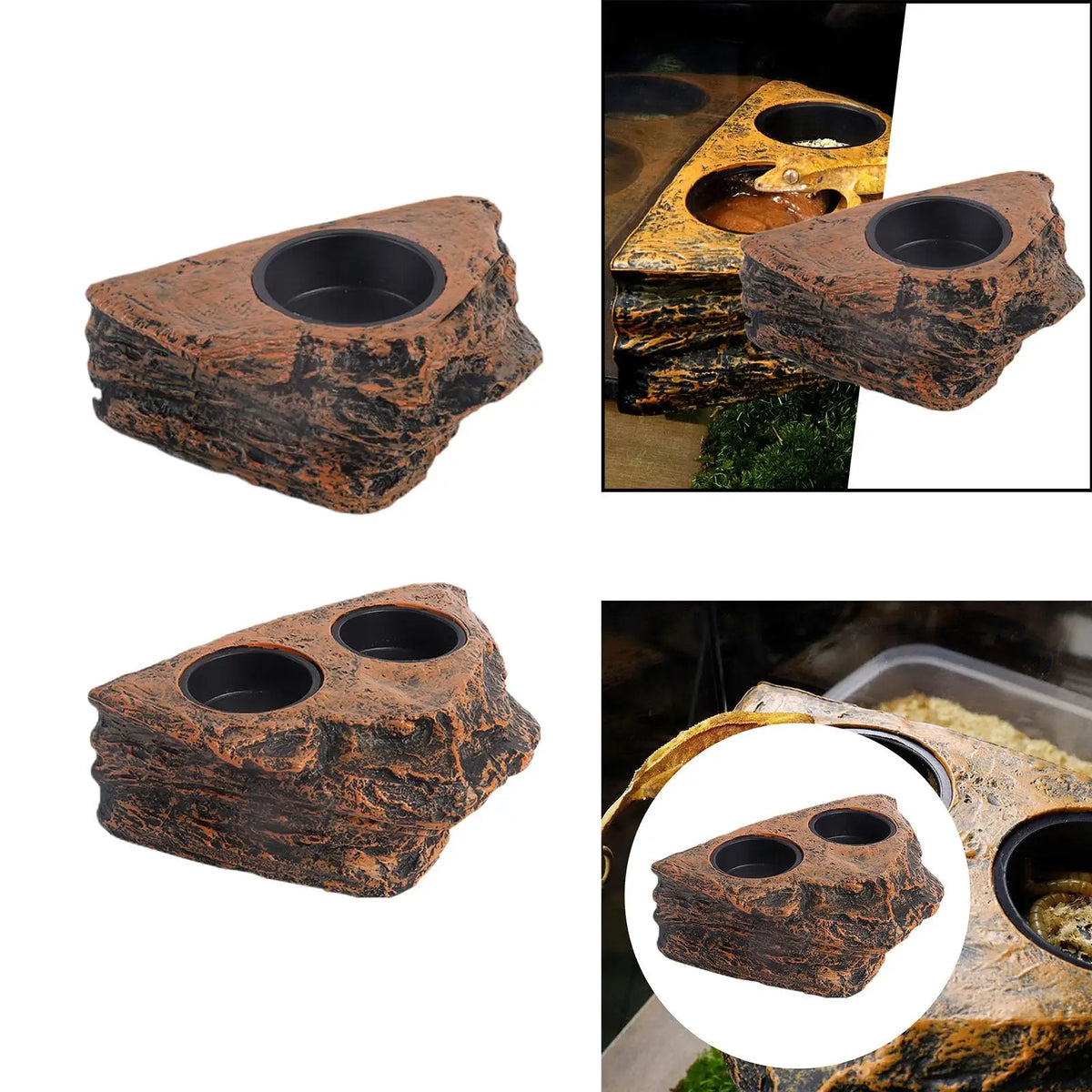 Reptile Accessories Magnetic Feeder Ledge Bowl Plastic Food Dish for Gecko Iguana Lizard Terrarium Supplies