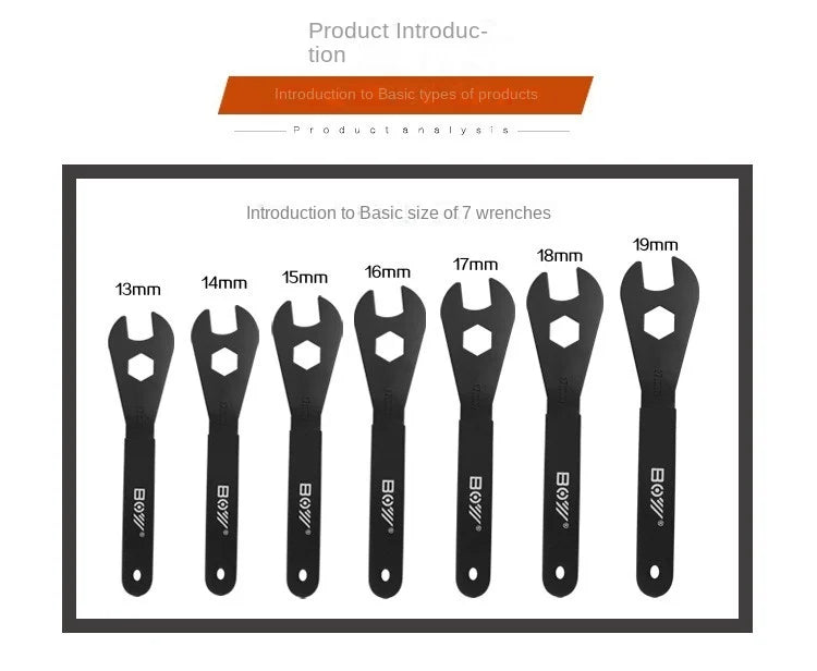 Portable High Carbon Steel Cone Bike Axle Wrenches Set Bicycle Spindle Hand Spanner Cycling Outdoor Repair Tools Accesories Kit