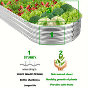 [Galvanized Raised Garden Bed] 1-Pack Land Guard Galvanized Raised Garden Bed Kit - Oval Large Metal Planter Garden Boxes for