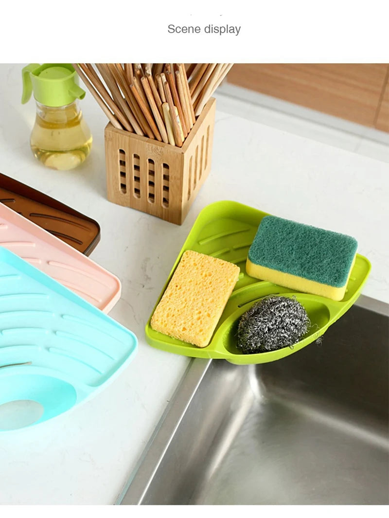 Kitchen Sink Corner Drain Basket Shelf Fruit Vegetable Drain Basket Sink Drain Rack Sponge Holder Organizer Kitchen Accessories