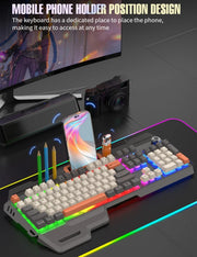 Gaming Keyboard Spanish Russian Arabic Keyboard 100% Layout RGB Backlight Gamer Keyboard Volume Knob Wired K90 104 Keys Hand Sup