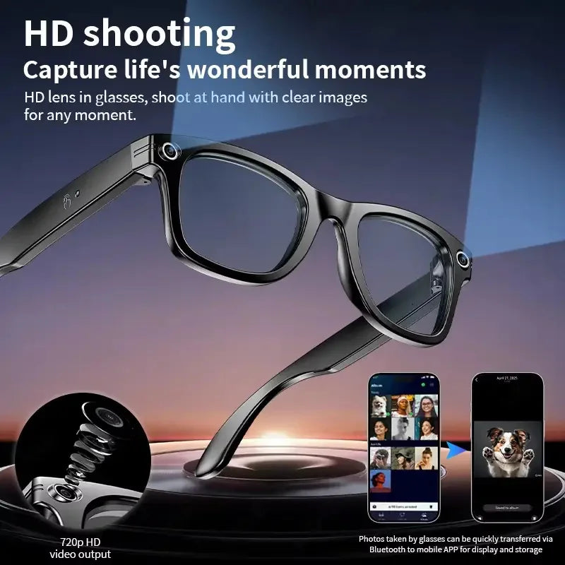 2025 New 800W Pixel HD Camera 32GB Smart Glasses Women Take photo shoot Video AI Translation Recording Waterproof AI Glasses Men