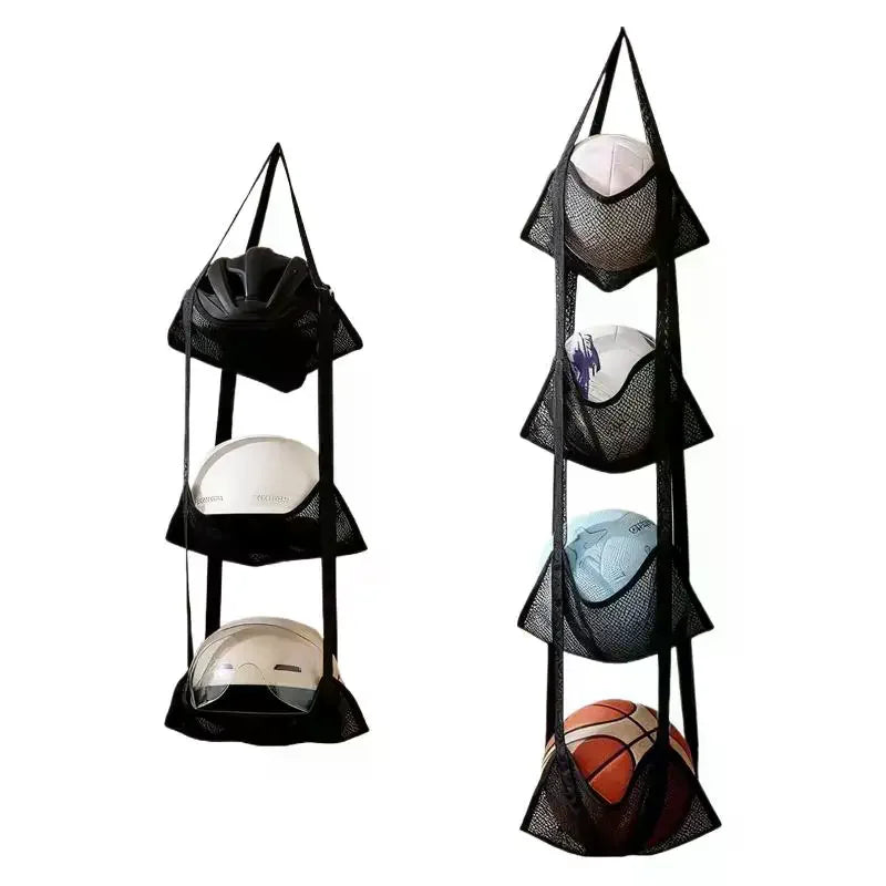 Storage Solution for Sports Equipment, Wall Mounted Mesh Hanging Bag for Basketball Soccer.