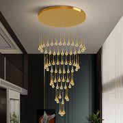 Villa Living Room Hanging Lamp Designer Loft Apartment Hotel Lobby Duplex Chandelier Modern Creative Golden Crystal Chandelier