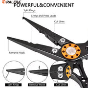 9 fishing tools, aluminum alloy fish pliers with tungsten steel blades, can cut 8 types of strong fishing lines,Perfect fishing