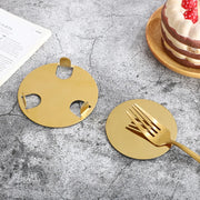 Kitchen Gadgets Round Gold Stainless Steel Coaster Set Mirror-like With Holder Drink Pad Scald-proof Insulated Cup Mat Tabletop