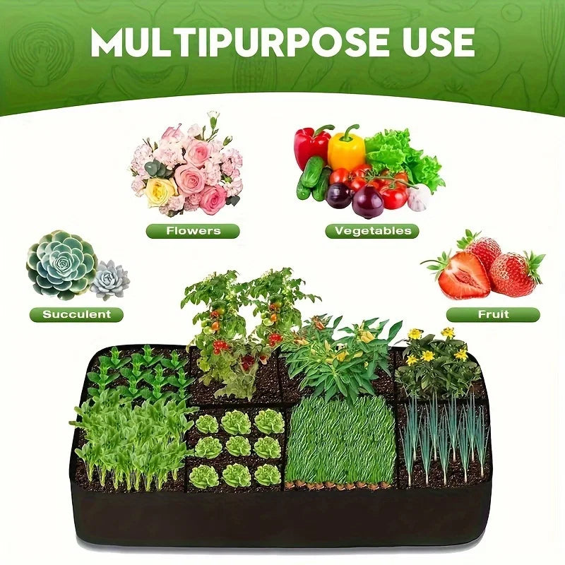 Extra Large 8-grid Elevated Garden Bed Set, Durable Rectangular Planting Box, Suitable for Growing Vegetables and Flowers