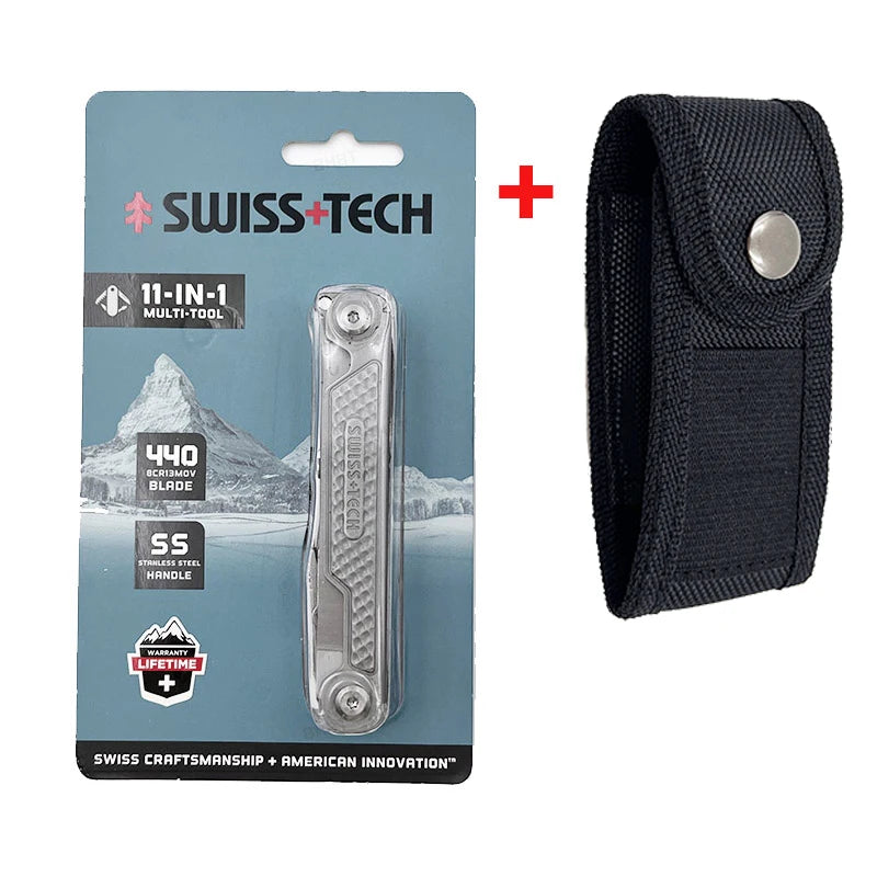 SWISS TECH 11 in 1 Mini Multitool Multi-function Tools with Scissors Screwdriver EDC Outdoor Survival Hand Tool