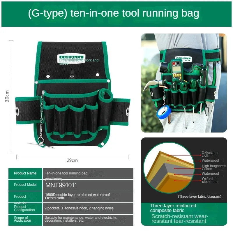 Electrician Tool Bag Professional Greener Tool Bag Waterproof Classic Kit Multi-functional Work Tools Portable Tools Organizer