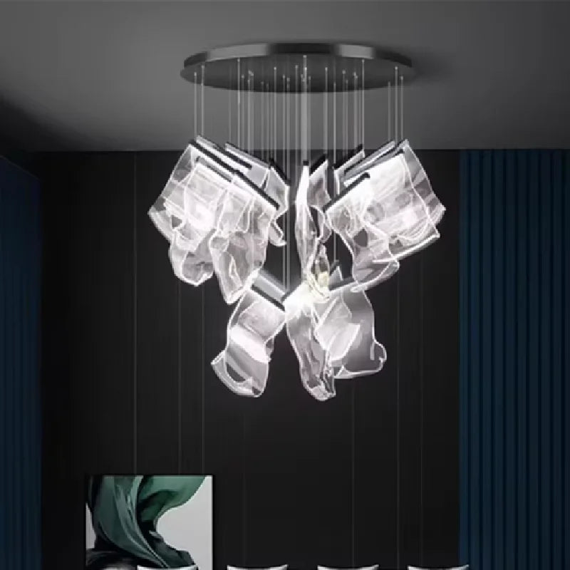 2025 New Smart LED Chandelier APP Control Modern Stair Light Living Room Luxury Ceiling Lamp Dimmable for Bedroom Decoration