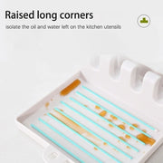 Kitchen Spoon Holders Fork Spatula Rack Shelf Organizer Plastic Chopsticks Holder Non-slip Spoons Pad