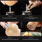 Kitchen Essential Wood Pepper Mill,Adjustable Grinder for Fresh Flavor,CeramicMechanism,Perfect Housewarming or Host Gift,3Sizes