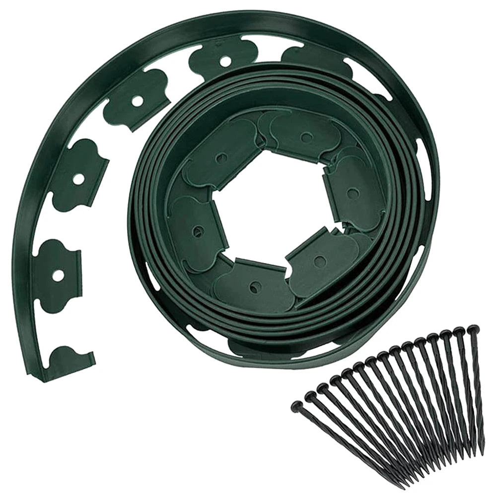 10M Landscape Edging Kit Fixed Garden Barrier Lawn Grass Plastic Edging Border Edging Garden Edging Coil for Lawn Yard Pathway