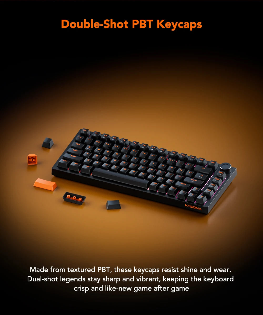 KYSONA KM82 HE Wired Gaming Keyboard Magnetic Switch 75% 82 Key 8000Hz Polling Rate PBT Ultra-Precision 0.005mm RGB For Gamer
