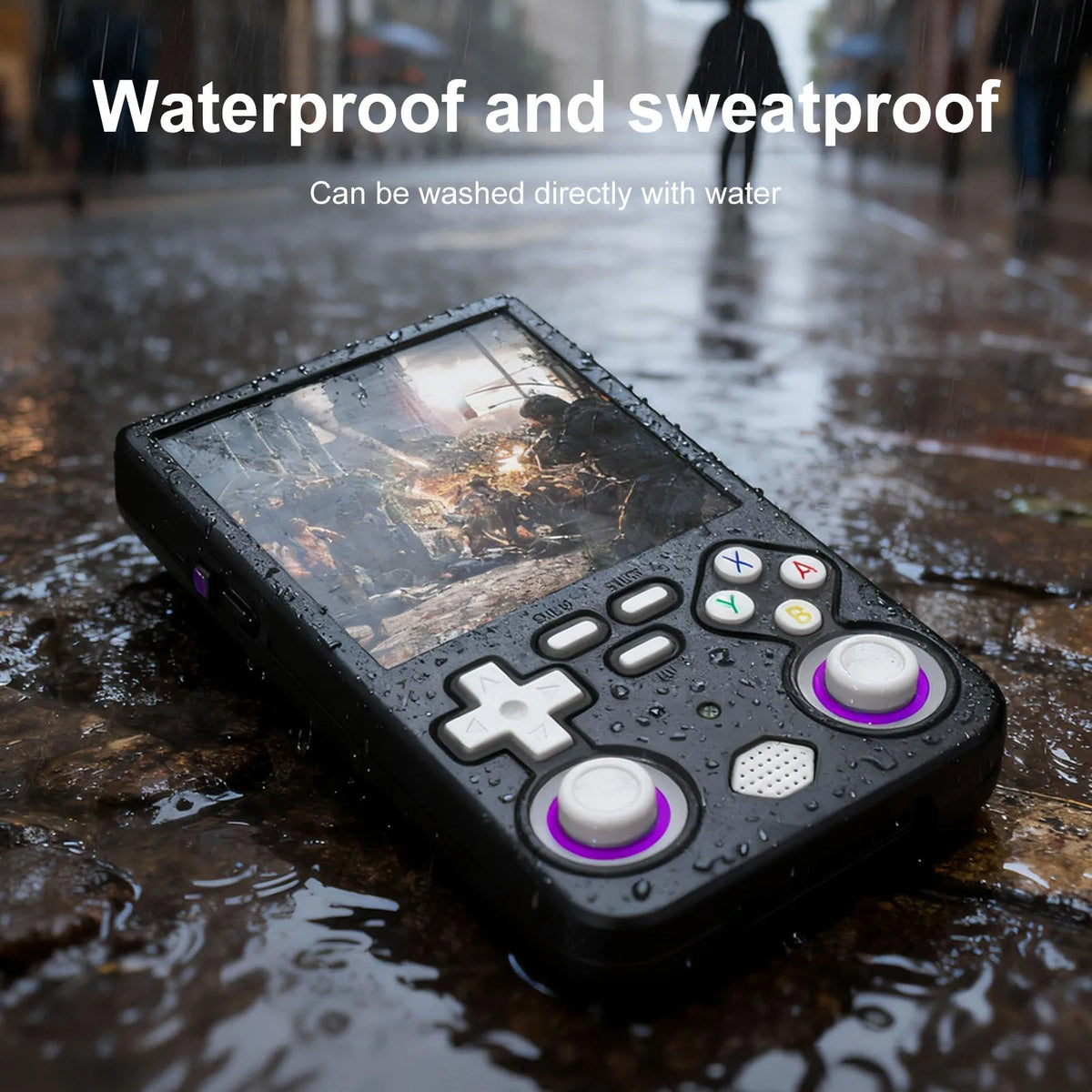 Games Console Soft Cover for R36 Ultra Gaming Accessories Against Scratch and Drop-Black Silicone Protective Case with Lanyard