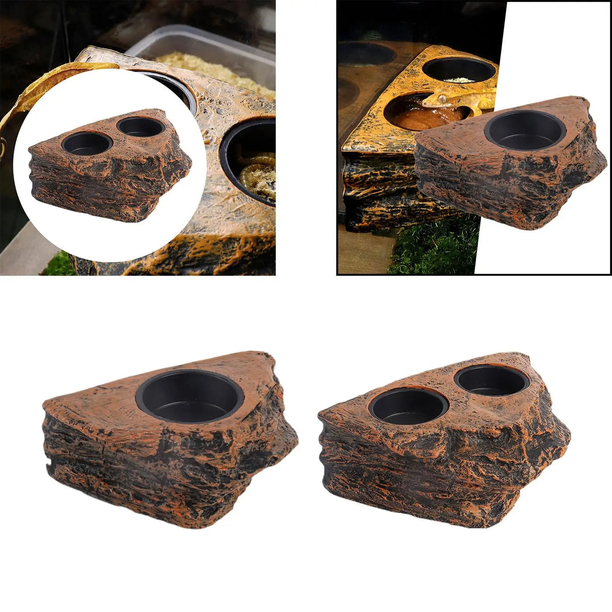 Reptile Accessories Magnetic Feeder Ledge Bowl Plastic Food Dish for Gecko Iguana Lizard Terrarium Supplies