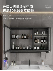 Smart Bathroom Storage Mirror Cabinets with Towel Rod Wall Standing Closet Light Mirror Cabinets Organizador Bathroom Furniture