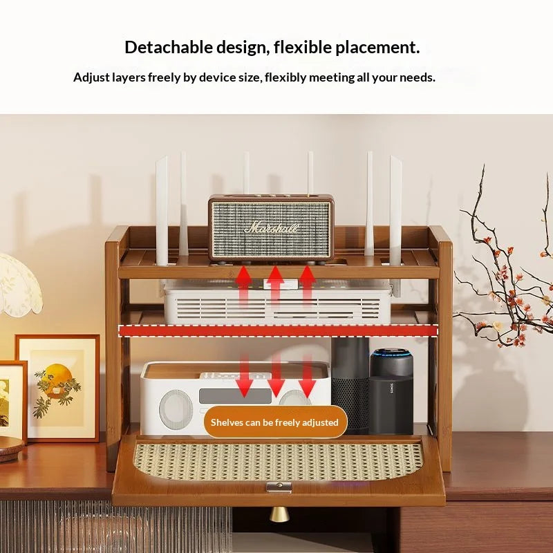 Living Room Wi-Fi Router Storage Rack, Home Tv Storage Box, Multi-Tiered Storage Rack, Office Storage Rack