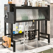 Kitchen Drain Shelf Steel Multi Organizer Cabinet Multi-Functional Kitchen Storage Rack Large Over The Sink Dish Rack with Cover