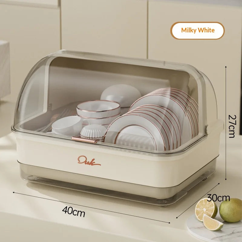 Kitchen Flip-up Drainer Dish Cabinet Household Multi-functional Moisture-proof Storage Organizer for Bowls and Utensils